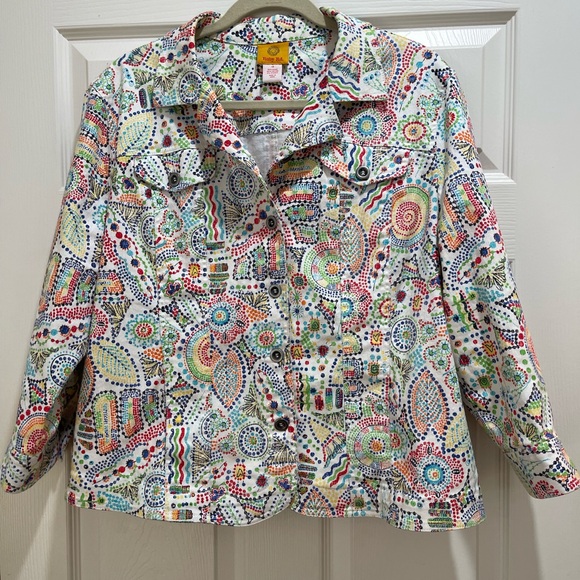 Ruby Rd. Multicolor Patterned Jean Jacket - Picture 1 of 3